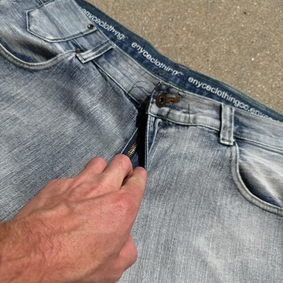 Men's Vintage Y2k Enyce Baggy Long Denim Light Blue Jean Shorts Jorts Sz 40 x 15 - Picture 3 of 7